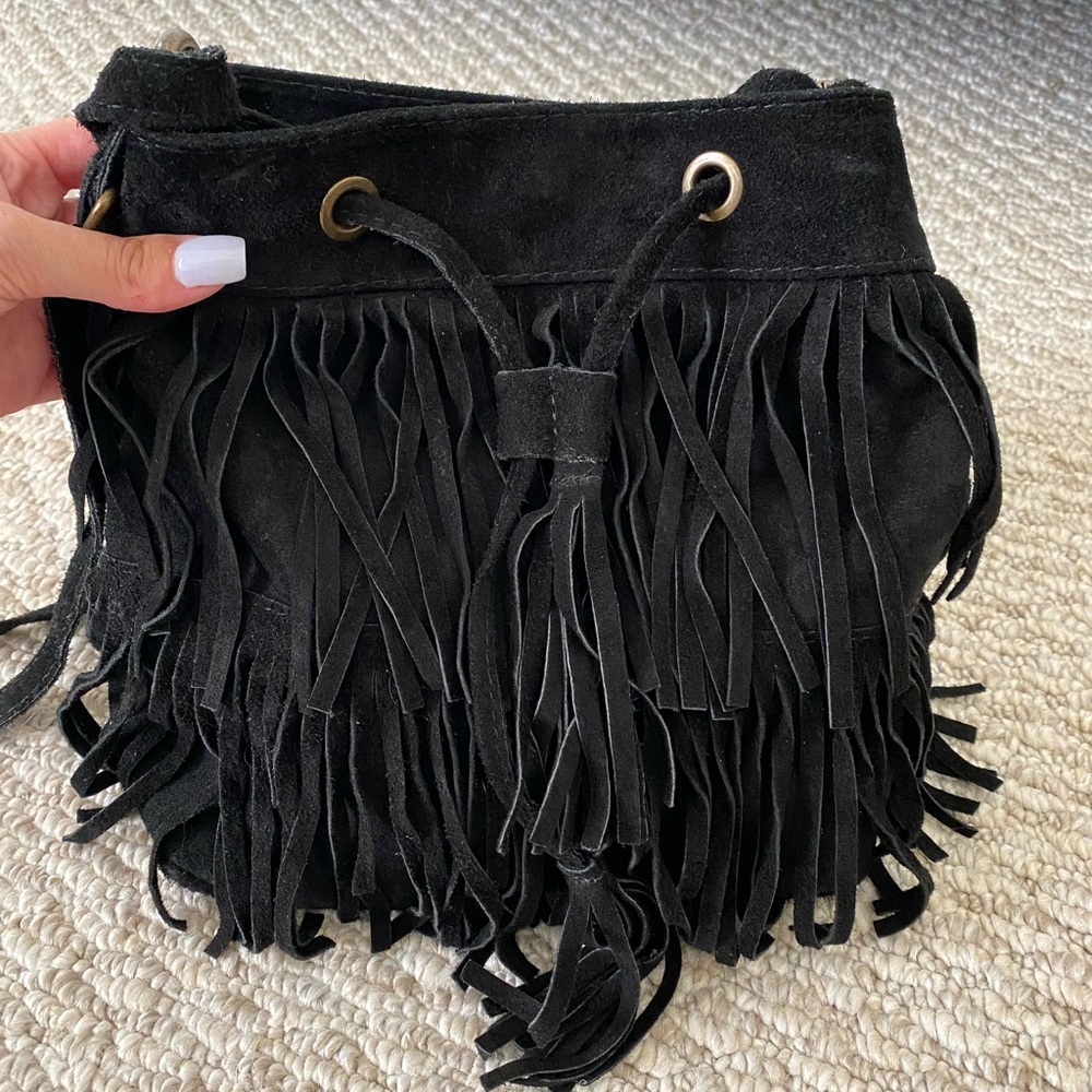 Vici Black Fringe Bag